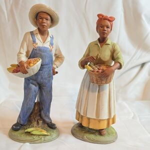 Harvesting Nature's Bounty Homco African American farmer and wife figurines